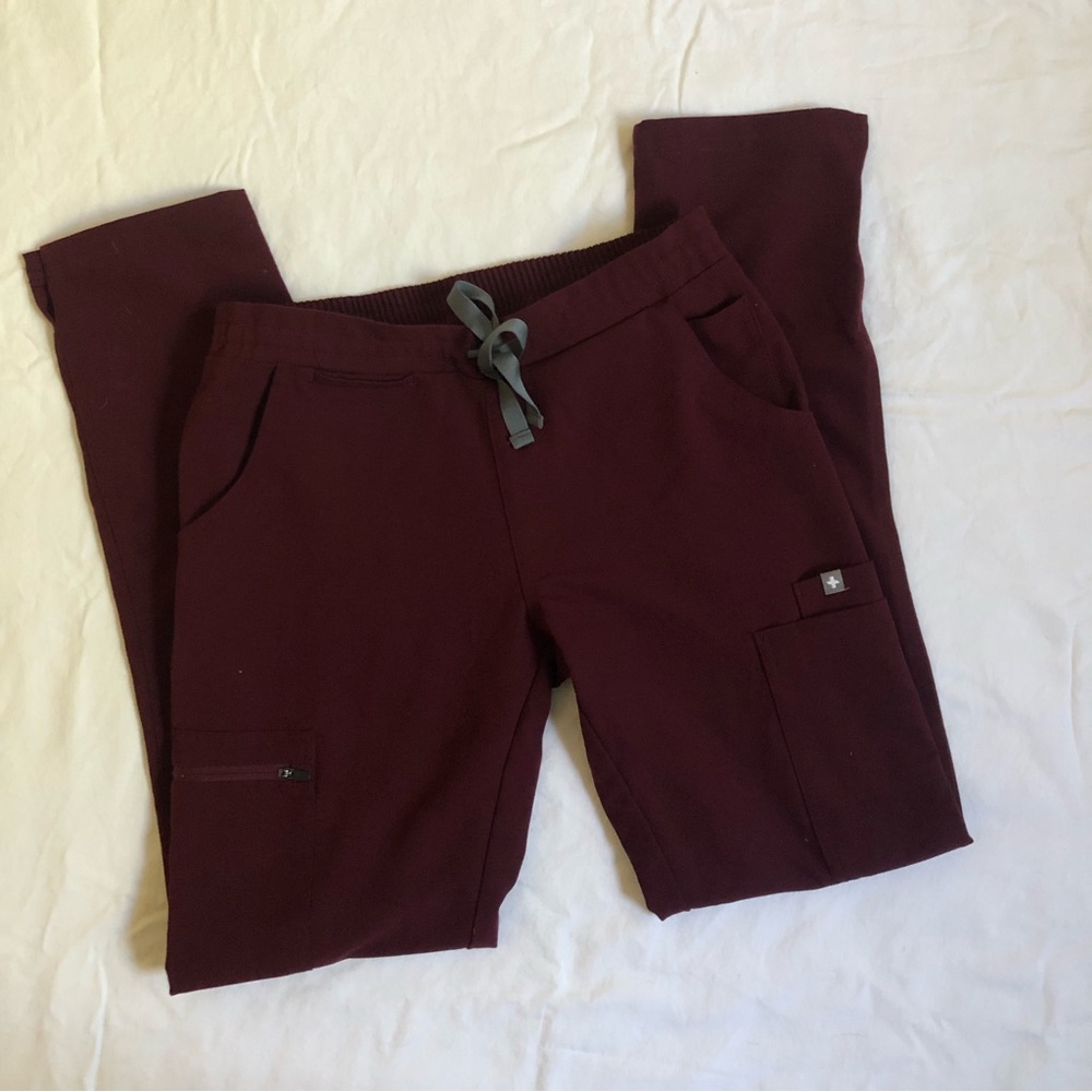 Figs burgundy yola pants xxs